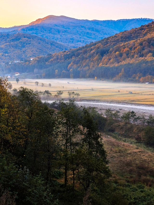 Valley view with mountains